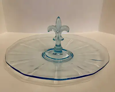 Vintage Fostoria Blue Glass Serving Tray, View more