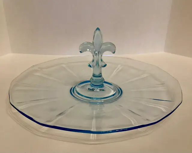 Vintage Fostoria Blue Glass Serving Tray in Arts & Collectibles in Grand Bend - Image 2