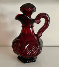 Avon Red Glass Bubble Bath Bottle with Cork