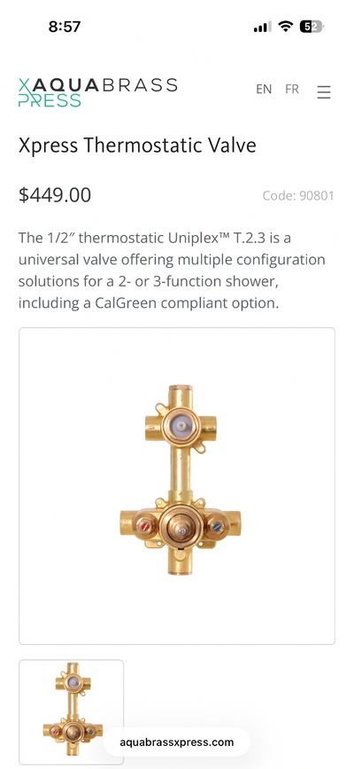 Brand new in box. Compatible with 2 or 3 way Aquabrass Express shower systems. Brand: Aquabrass Mode...