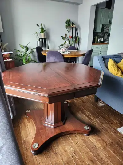 Octagonal Pedestal Game/Dining Table, View more