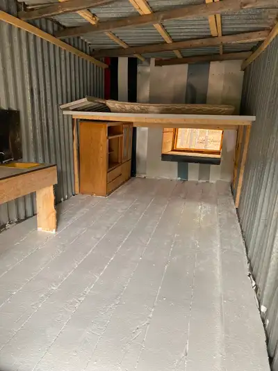 Off grid wood heat, outhouse, generator ok.