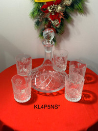 Vintage Pinwheel crystal 5 glasses & matched decanter. Excellent