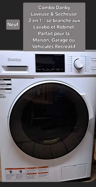 Combo Danby Laveuse & Sécheuse 2 en 1 : Se branche aux Lavabo et Robinet. Parfait pour : Un appartem...