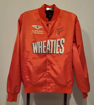 VINTAGE WHEATIES CEREAL MICHAEL JORDAN BOMBER JACKET MEDIUM, View more