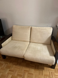Solid Wood 2-Seat Sofa, with a Free Ikea Poang Armchair!"