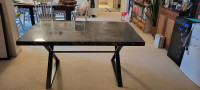 Table - faux marble top, solid metal legs. PICK UP ONLY