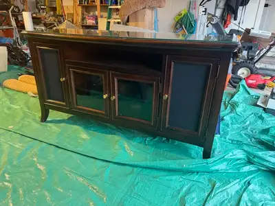 Hudson Street TV Console in Warm Cocoa - 62”W x 22 1/2”D x 32 5/16”H - solid wood - outers doors com...
