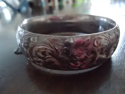 Vintage Sterling Silver domed bracelet, View more