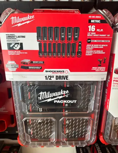 Milwaukee Packout 1/2 Drive Metric Deep Well Impact Sockets Set, View more