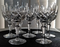 7 Vintage "Stuart Regent" 5oz Crystal Claret Wine Glasses