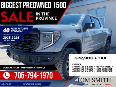 $72,900 + hst https://www.tomsmithchevrolet.ca/inventory/2025-gmc-sierra-1500-at4x-KL3yPuffQWqoQmH5V...