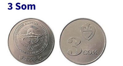 Rare Coin:  Kyrgyzstan 3 Som circa 2008, View more