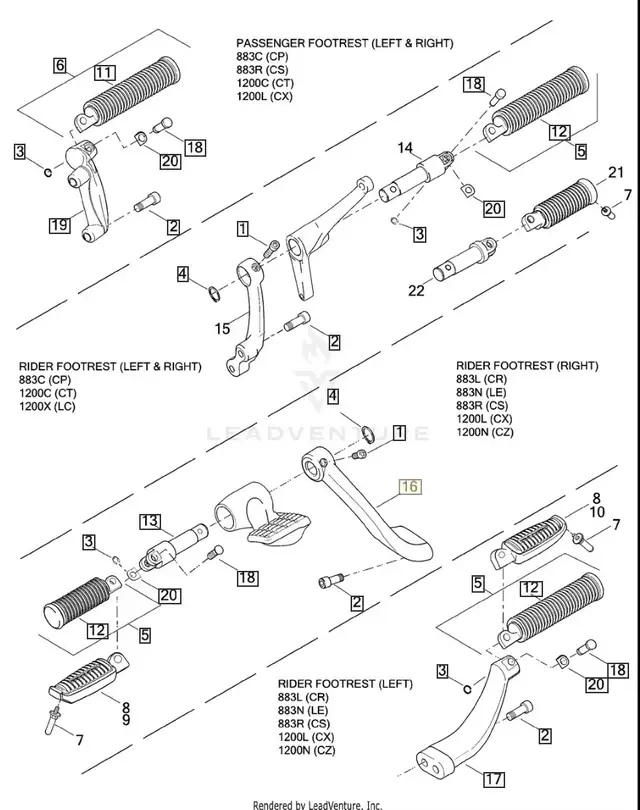 2004-2021 HD Sportster XL883 XL1200 Mid Footrests Controls in Motorcycle Parts & Accessories in Winnipeg - Image 5