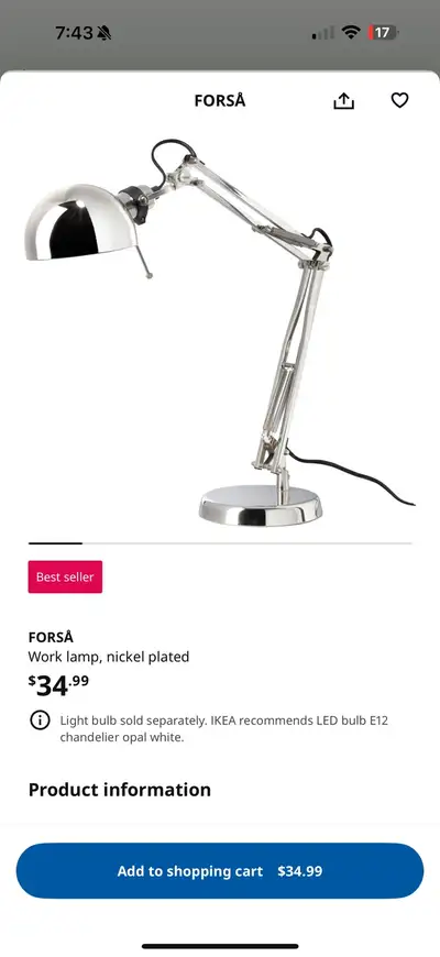 Ikea work lamp, View more