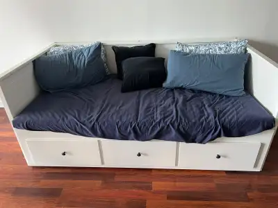 Daybed with 3 drawers, 4 pillows, and 2 mattresses, View more