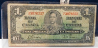 CANADA PAPER MONEY - $1 ARE 3x1937 1954 / $2 - 3 1986 / $5 1954