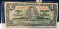 CANADA PAPER MONEY - $1 ARE 3x1937 1954 / $2 - 3 1986 / $5 1954