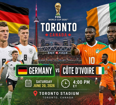 FIFA World Cup 2026 Germany vs Ivory Coast match in Toronto, View more