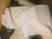 Rideau de douche blanc en Cotton + plastique à l’intérieur