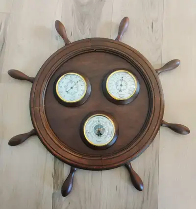 Vintage Nautical Ship's Wheel Weather Station, Shediac NB, View more