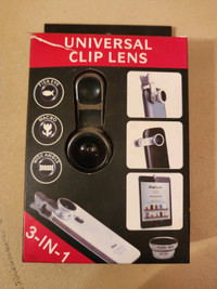 Universal Clip on Lens 3 in 1 Fish Eye, Macro, Wide Angle