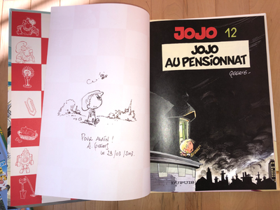 Superbe album BD Jojo au pensionnat, dédicace / dessin de Geerts, View more