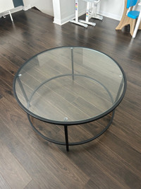 36” round glass coffee table 