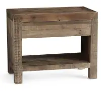 New Pottery Barn Hensley Reclaimed Wood Nightstand with glass