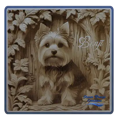 Yorkie - 3D Illusion Laser Engraved Wood Decor - Any Name, View more