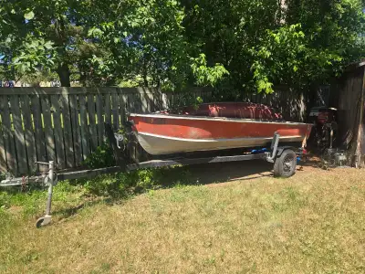 13 ft boat in decent shape . Trailer has been completely gone over about 3 years ago and only used m...