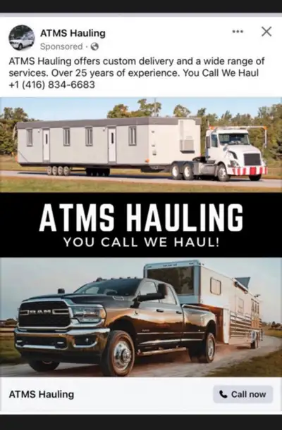 ATMS Hauling & delivery’s , Truck for hire , View more