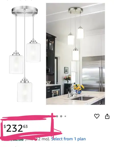 ✨ Modern 3-Light Glass Pendant ✨ Set of 2 or Buy Separately, View more