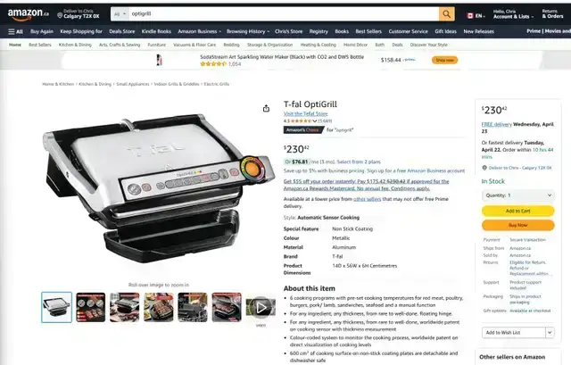 BNIB T-Fal OptiGrill Electric Grills​​​​​​​​​63871130068097122