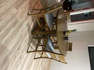 counter height dinning room table & chairs 65 inch round table, View more