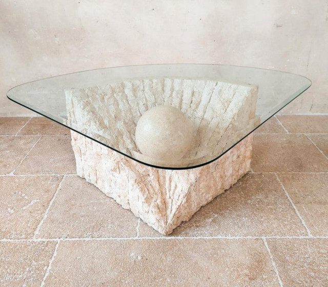 Coffee table & End table, Stone base and Glass top in Coffee Tables in Ottawa - Image 3