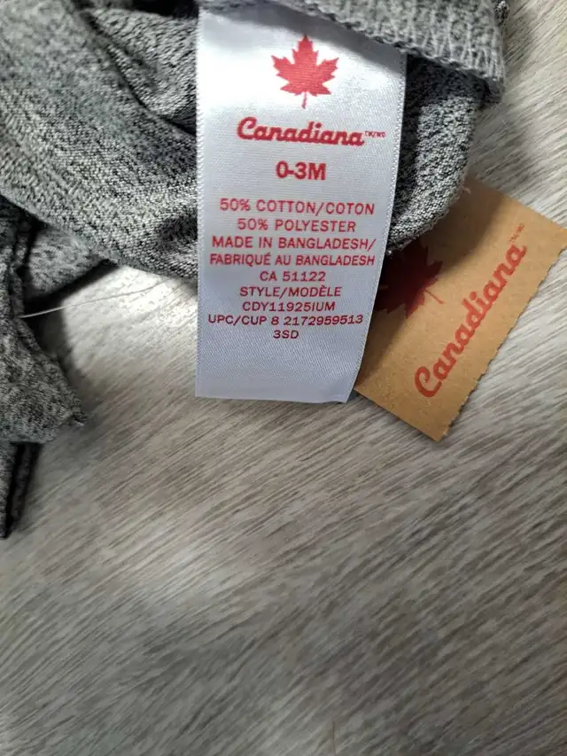 NEW Canadiana Gray Infant Unisex Tshirt; 0-3M& 6-12M in Kids & Youth in Calgary - Image 4