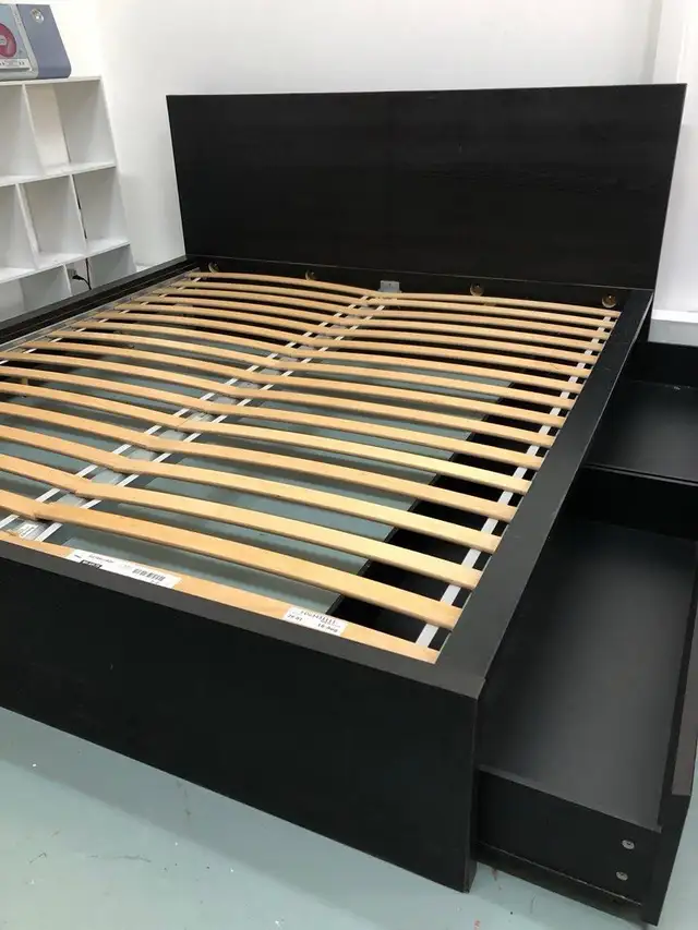 King Size Malm IKEA Bed Frame and 2 Drawers Black Brown