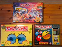 Monopoly board games SpongeBob, Looney Tunes, & Pac-Man