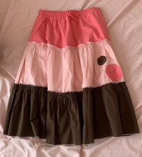 Girls colour-block flare skirt in pink and brown. Size XL. $10.
