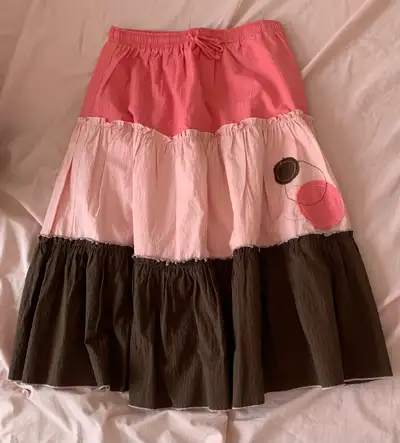 Girls colour-block flare skirt in pink and brown. Size XL. $10., View more