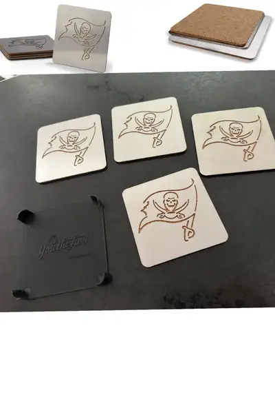 YouTheFan NFL Tampa Bay Buccaneers laser cut coasters, 4-Piece  , View more