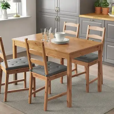 Used Ikea Jokkmokk Table and Chairs w/ Grey Cushions, View more