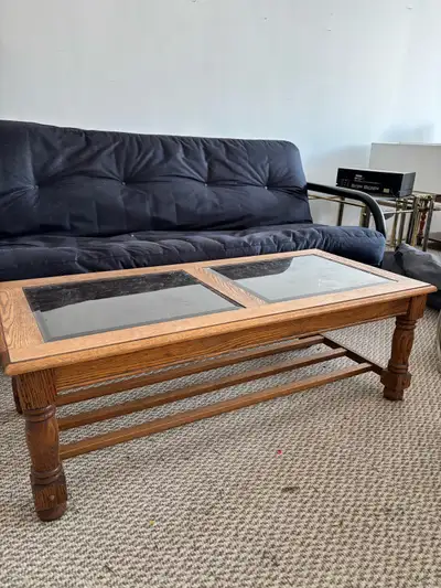 Solid Wood Coffee Table with Glass Inserts, View more