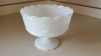 1960s Milk Glass Pedestal Bowl Compote Centerpiece