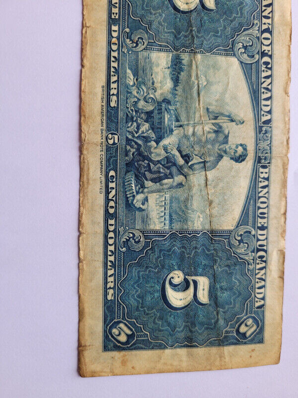 1937 Canada $5.00 bill in Arts & Collectibles in Grande Prairie - Image 4