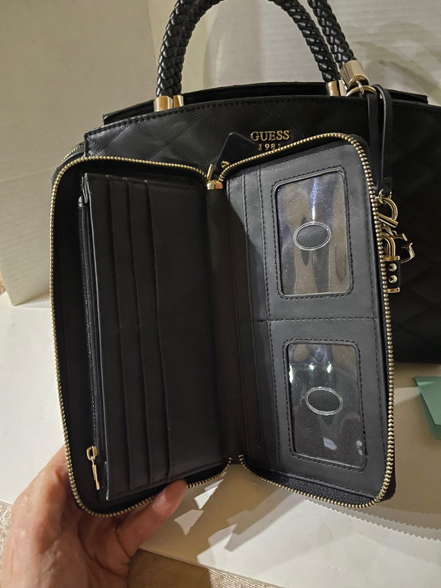  Black quilted Guess purse, and matching wallet  in Other in Oshawa / Durham Region - Image 2