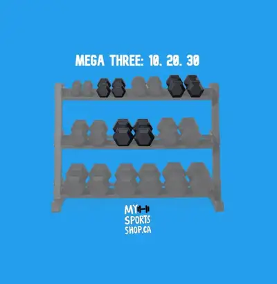 HEX DUMBBELL SET, 3 PAIRS, View more