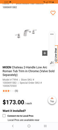 Moen Chateau 2 handle Roman Tub Faucet.  New in box.