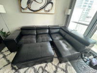 L-Shaped Sectional Sofa Set with Storage Ottoman and 2 Stools